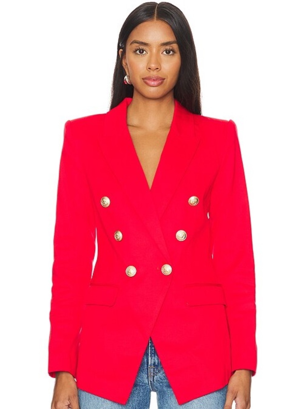 NEW NWT L’AGENCE Kendi Double Breasted Long Blazer Jacket High Risk Red